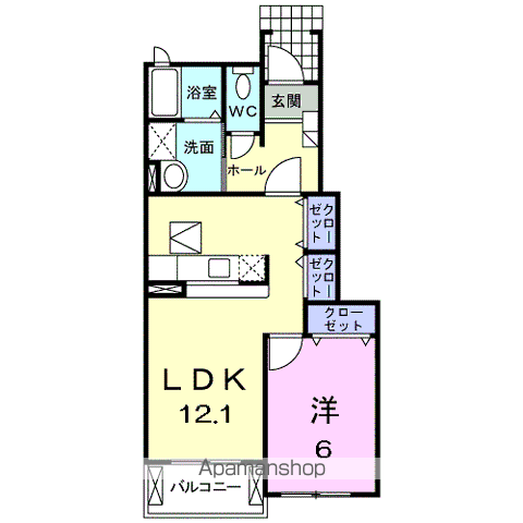 インノバーレⅤ(1LDK/1階)の間取り写真