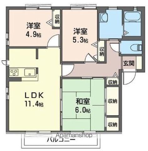 グランシャリオ F棟(3LDK/2階)の間取り写真