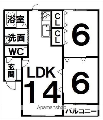 ヴィラ・フローレンス(2LDK/1階)の間取り写真