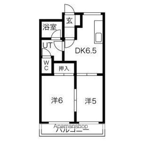 スプリング岩崎Ⅱ(2DK/1階)の間取り写真