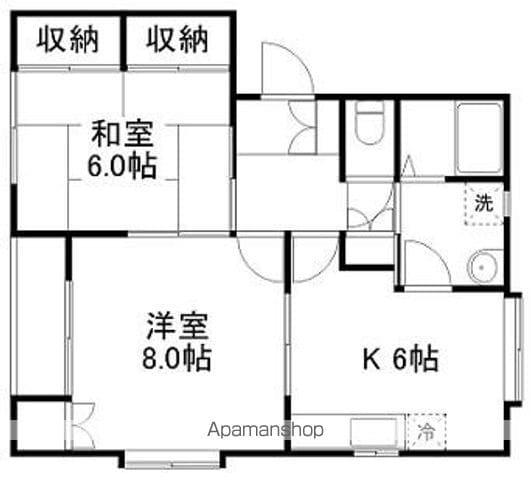 カーサマルワB棟(2DK/1階)の間取り写真