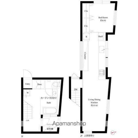 スクエアコート早稲田(1LDK/2階)の間取り写真