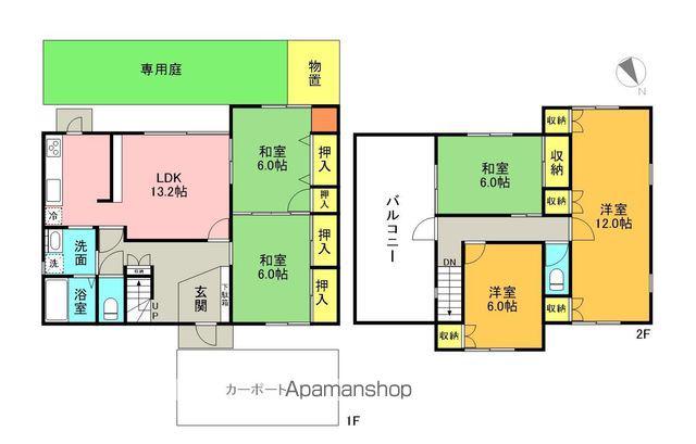名鉄河和線 成岩駅 徒歩5分 2階建 築38年(5LDK)の間取り写真