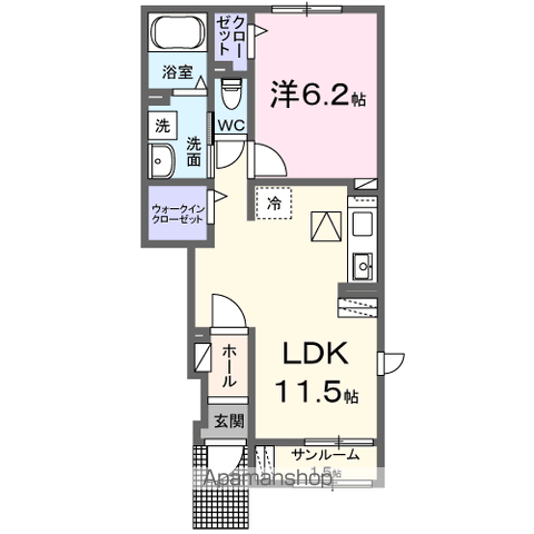 パーク サンリットⅣ(1LDK/1階)の間取り写真