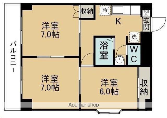 フレンドリー富田(3K/5階)の間取り写真