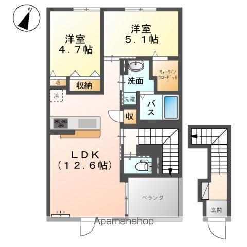 クレール(2LDK/2階)の間取り写真