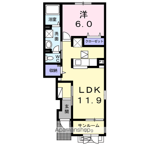 クエストO Ⅰ(1LDK/1階)の間取り写真