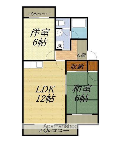 YUYUハイツII(2LDK/4階)の間取り写真