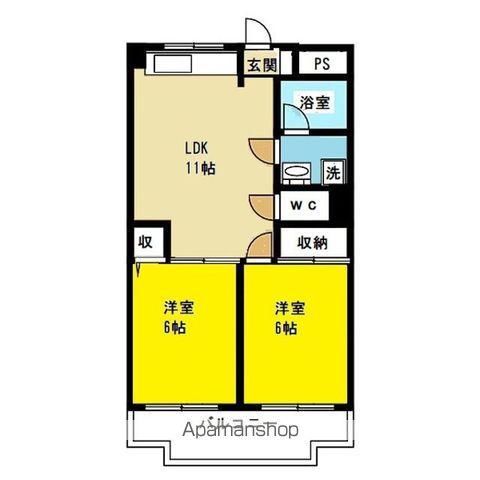 ファミールムカイ(2LDK/1階)の間取り写真