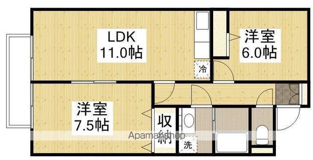 リーベ中津原(2LDK/1階)の間取り写真