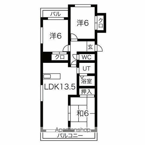 ドエル平和が丘(3LDK/2階)の間取り写真