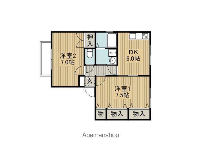 ロイヤルガーデン陽光B棟(2DK/2階)の間取り写真
