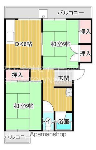 清水マンション(2DK/4階)の間取り写真