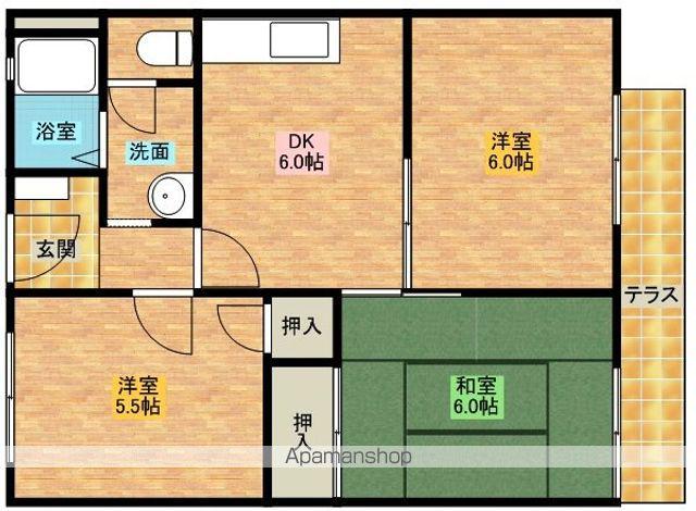 フラワーハイツA棟(3DK/1階)の間取り写真