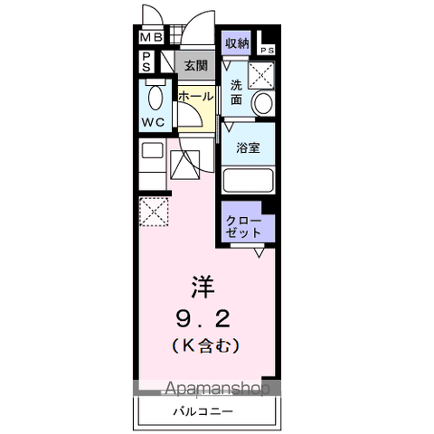 AURORA桐南(ワンルーム/1階)の間取り写真