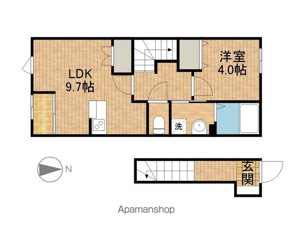 シェルル・スターテラス安久路Ⅱ(1LDK/2階)の間取り写真