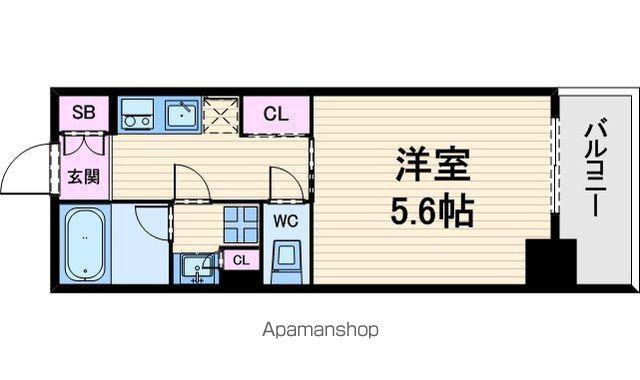 アスヴェル東本町Ⅱ(1K/12階)の間取り写真