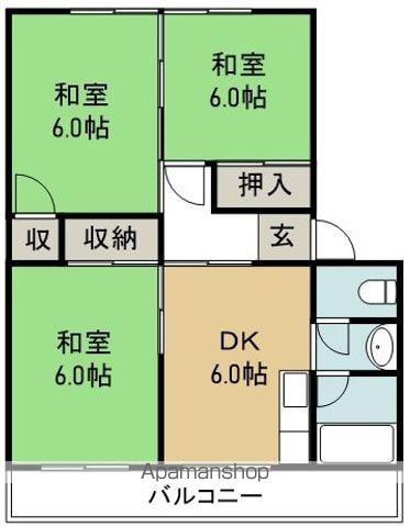 青藍コーポⅡ(3DK/3階)の間取り写真