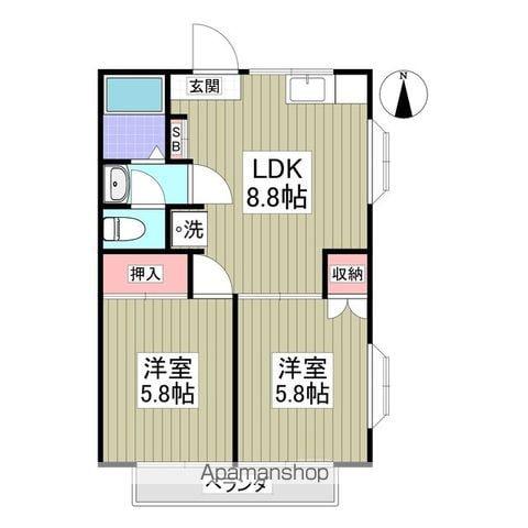 エクセレントハイム(2LDK/2階)の間取り写真