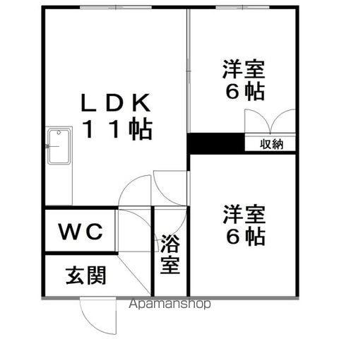 イチモトハイツ(2LDK/2階)の間取り写真