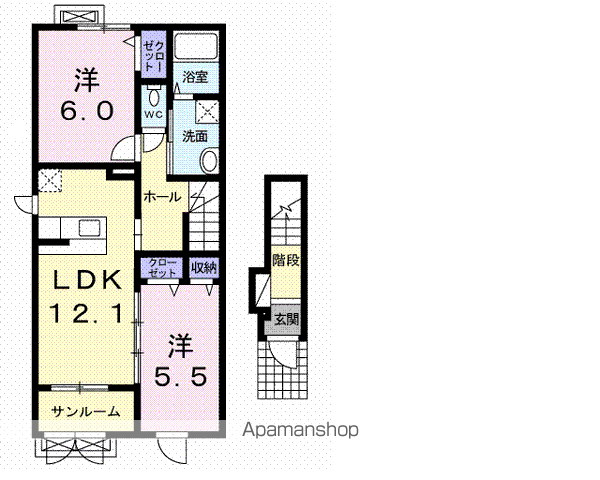 サニーレジデンスⅡ(2LDK/2階)の間取り写真