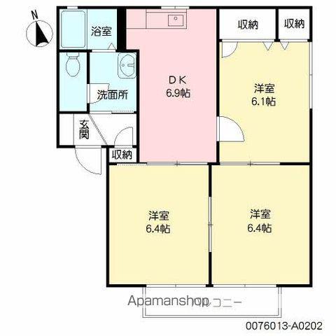 エクセルタウン合川 A棟(3DK/2階)の間取り写真