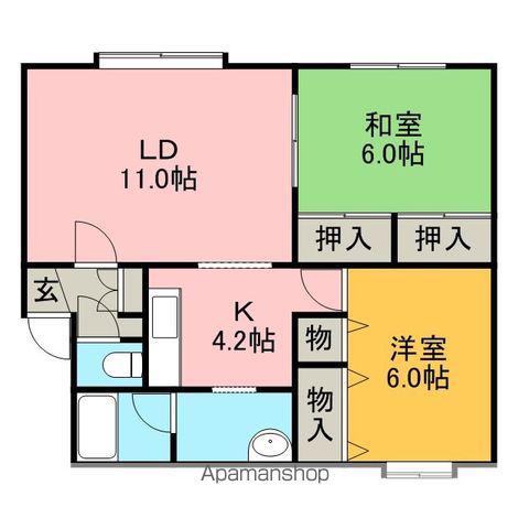 ハイムリバーサイド(2LDK/1階)の間取り写真