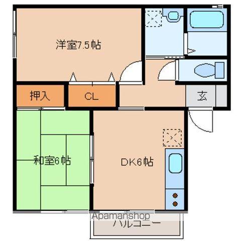 ベルパークKⅢ(2DK/2階)の間取り写真