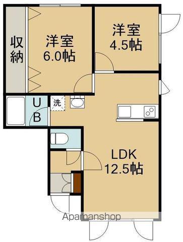 サンライフ亀田港Ⅱ(2LDK/1階)の間取り写真