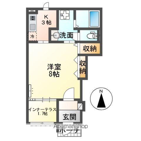 アイリスⅢ(1K/1階)の間取り写真