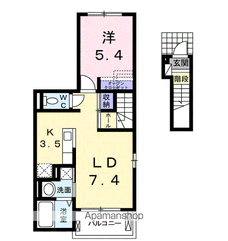 ベラカーサピッコロ(1LDK/2階)の間取り写真