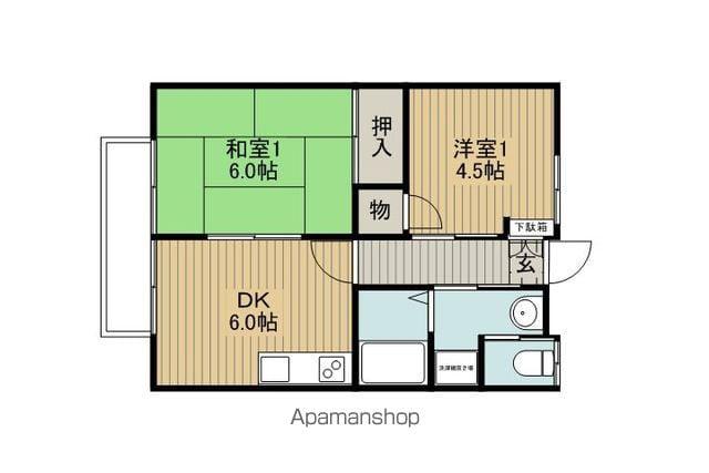 第二大河原荘(2DK/2階)の間取り写真