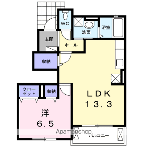 クールドルミエールⅠ(1LDK/1階)の間取り写真