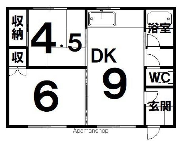 根室本線 帯広駅 バス乗車時間：21分 緑陽台北区バス停で下車 徒歩2分 1階建 築46年(2DK)の間取り写真