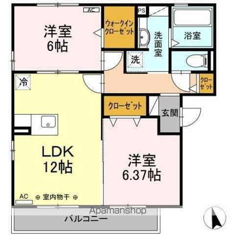 アクシス(2LDK/2階)の間取り写真