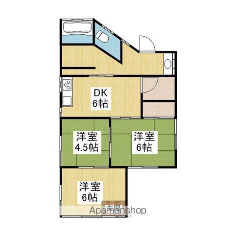 予讃線 鳥ノ木駅 徒歩5分 1階建 築84年(3DK)の間取り写真