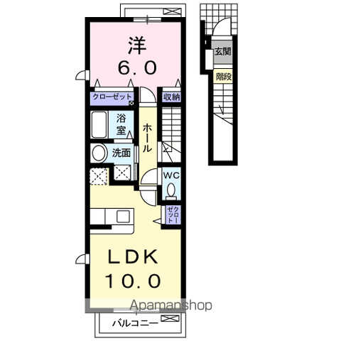 PLAISIR花音Ⅱ(1LDK/2階)の間取り写真