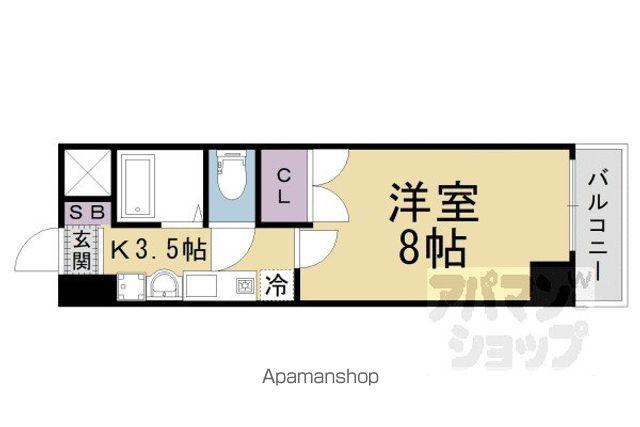 ミラージュ大津京(1K/9階)の間取り写真