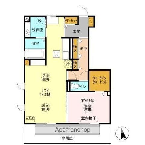 リヴィール ソワ2(1LDK/1階)の間取り写真