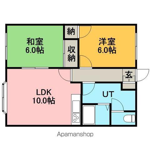 ハイツペアシティー石山(2LDK/2階)の間取り写真