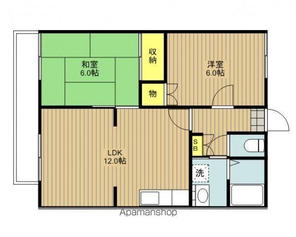 グランハイム岡田B棟(2LDK/2階)の間取り写真