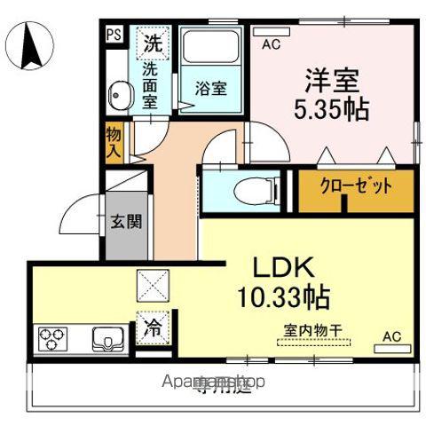 グリーンパーク大善寺Ⅴ(1LDK/1階)の間取り写真
