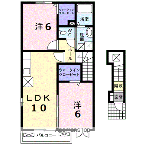グリシーヌ(2LDK/2階)の間取り写真