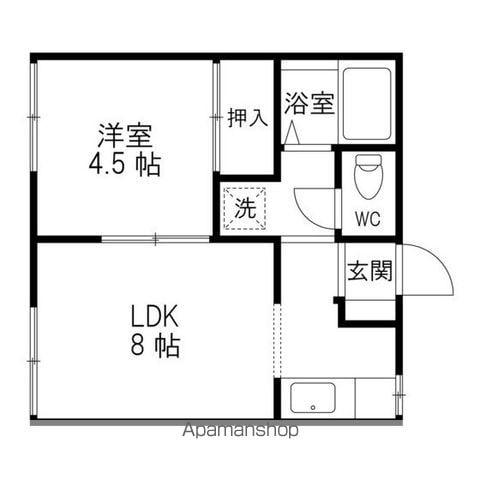 ドゥ・アルブル(1LDK/1階)の間取り写真