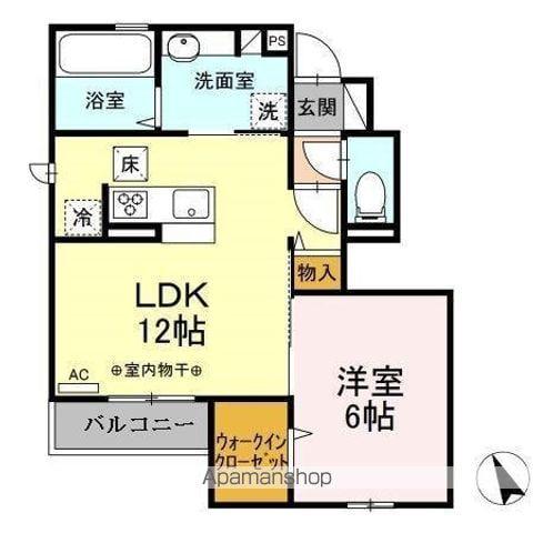 パレス・ポルテボヌール(1LDK/1階)の間取り写真