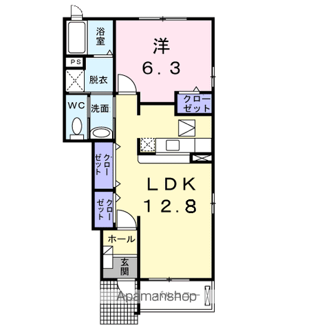 グレイスフル幸愛 A(1LDK/1階)の間取り写真