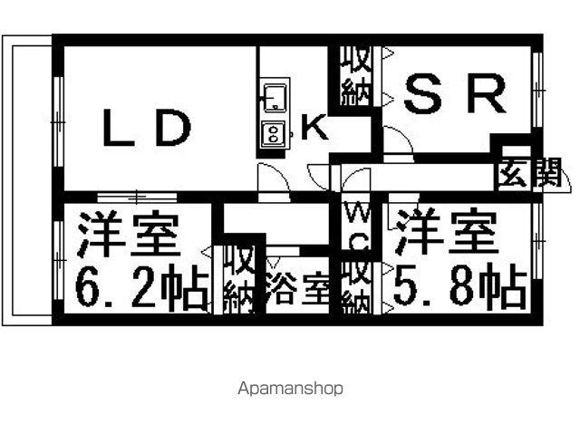 パークハイツ万代(3LDK/7階)の間取り写真