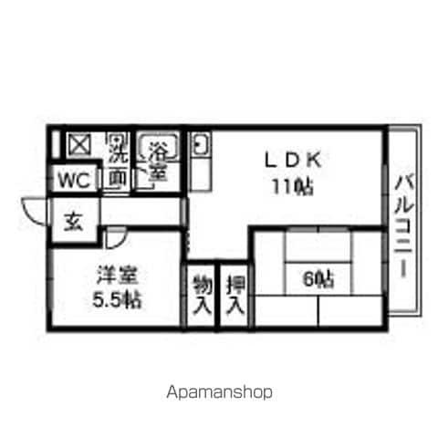 シャトーアルバ(2LDK/2階)の間取り写真