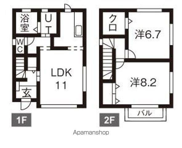 福島県郡山市 2階建 築18年(2LDK)の間取り写真