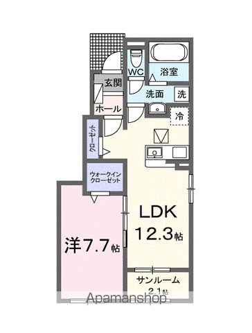 門田町アパート(1LDK/1階)の間取り写真